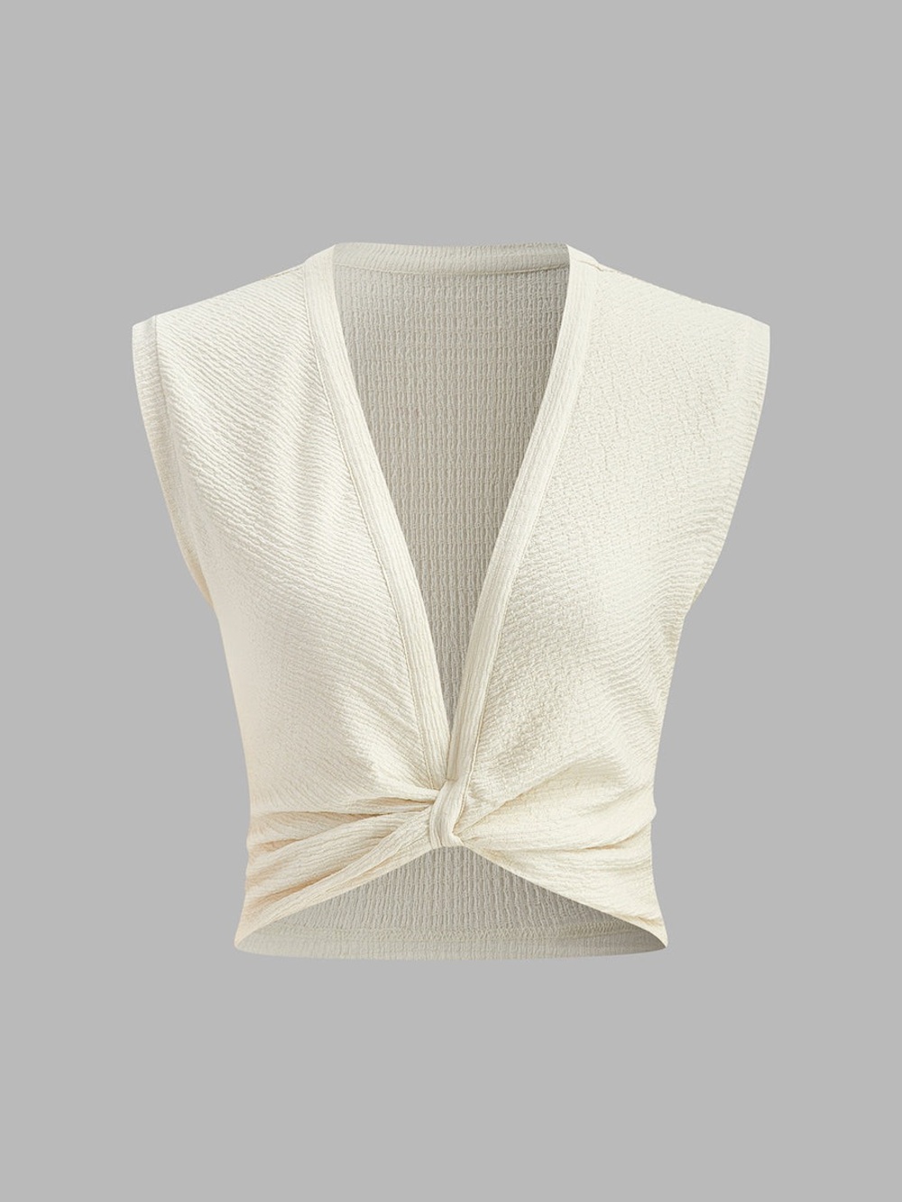 Commense V-Neck Knot Front Sleeveless Top